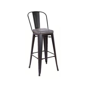 Σκαμπώ bar Με Πλάτη Μαύρο Ματ/ pu Σκούρο Γκρι 43x48x78/114cm zww relix Ε5209p,12Μ