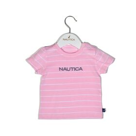 Nautica Des.12 t-Shirt  Jersey Organic ροζ Ριγέ 86cm 12-18 Μηνών