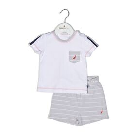 Nautica Des.15 σετ t-Shirt & Shorts Jersey Organic Γκρι Ριγέ 68cm