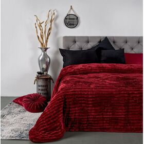 Παπλωμα 160x240-Flaνnel-Sherpa Jaquard Cortina Bordo