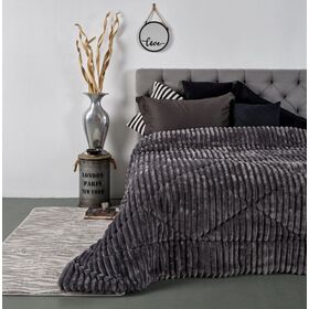 Παπλωμα 160x240-Flaνnel-Sherpa Jaquard Cortina Grey