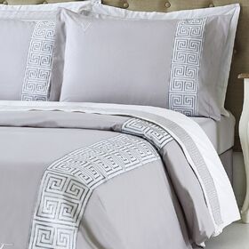 Παπλωμatoθηκη  230χ250 +2 Μαξ/κες Oxford-Greek key Grey