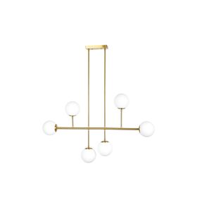 SE 110-6 PRATO PENDANT BRASS GOLD WITH 6 OPAL GLASSES Φ15 Γ4