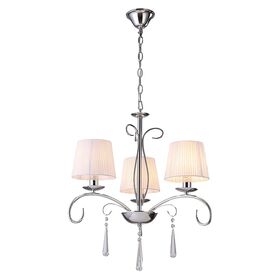 KQ 9007-3 FLAREN NICKEL PENDANT CRYSTALS & WHITE SHADES 1Ζ2