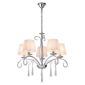KQ 9007-5 FLAREN NICKEL PENDANT CRYSTALS & WHITE SHADES 1Ζ2