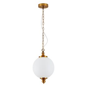 SE21-AB-25 LOCKE ANTIQUE BRASS PENDANT & OPAL GLASS E2