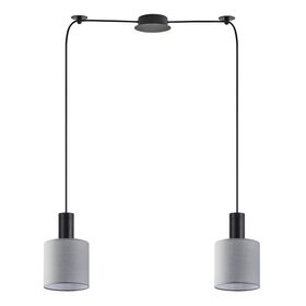 SE21-BL-4-BL2-SH2 ADEPT TUBE Black Pendant Grey Fabric Shade+