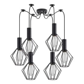 SE21-BL-4-BL6-GR1 ADEPT TUBE Black Pendant Black Metal Grid+