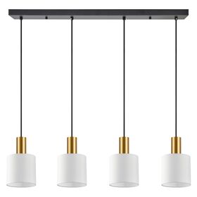 SE21-GM-4-4BL-SH1 ADEPT TUBE Gold Matt Pendant White Fabric Shade+
