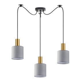 SE21-GM-4-BL3-SH2 ADEPT TUBE Gold Matt Pendant Grey Fabric Shade+