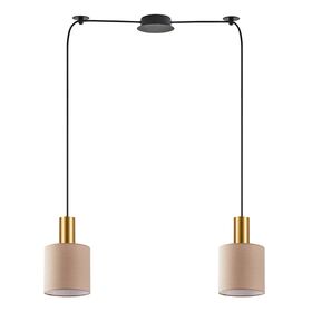 SE21-GM-4-BL2-SH3 ADEPT TUBE Gold Matt Pendant Brown Fabric Shade+