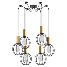 SE21-GM-4-BL6-GR1 ADEPT TUBE Gold Matt Pendant Black Metal Grid+