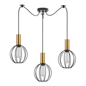 SE21-GM-4-BL3-GR1 ADEPT TUBE Gold Matt Pendant Black Metal Grid+