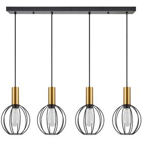 SE21-GM-4-4BL-GR1 ADEPT TUBE Gold Matt Pendant Black Metal Grid+