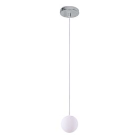 SE1110-1-OP ALESSIA  Φ10 WHITE OPAL GLASS PENDANT METAL CHROME BODY Ζ3