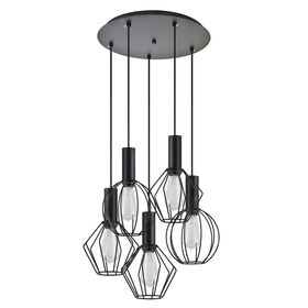 SE21-BL-4-5BL-GR12 ADEPT FLEX Black Pendant Black Metal Grid+