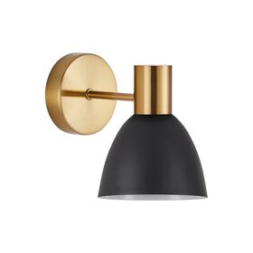 Se21-gm-16-ms2 Adept Gold Matt Wall Lamp Black Metal Shade+