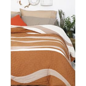 Κουβέρτα Cotton Rich 220x260 Waves Ecru/salmon