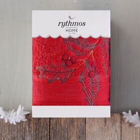 Christmas Terry Gift set (3 Γκι) Προσωπου (50x90) Κοκκινο