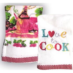 Love to Cook - σετ Πετσετες Κουζινας 2τεμ Βελουτε