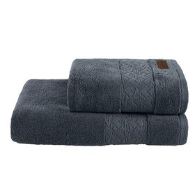 Σετ 2τμχ. Πετσέτες Μπάνου Bono Anthracite guy Laroche  Smooth Cotton 650 Gr/m4