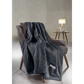 Ριχτάρι Crusty Carbon 130x170 + Διακοσμητικό Μαξιλάρι guy Laroche  100% Polyester art fur Ultrasoft