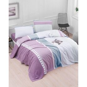 Σετ Σεντόνια Φανελένια Υπέρδιπλα 230x260cm rythmos joshua Μωβ 100% Βαμβάκι