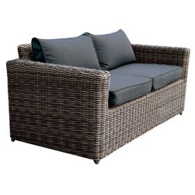Arizona 2θέσιος Καναπές Κήπου Alu, 4mm Half-Round Wicker Grey Brown, Μαξιλάρια Ανθρακί