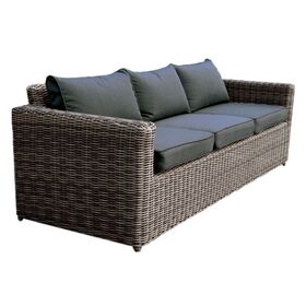 Arizona 3θέσιος Καναπές Κήπου Alu, 4mm Half-Round Wicker Grey Brown, Μαξιλάρια Ανθρακί