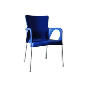 Lara Πολυθρόνα pro Dining Στοιβαζόμενη, alu Silver, pp - uv Protection Απόχρωση Μπλε