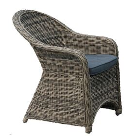 Montana Πολυθρόνα Τραπεζαρίας Κήπου Alu, Wicker Φ5mm Grey Brown,μαξιλάρι Ανθρακί