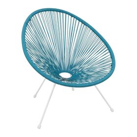 Acapulco Πολυθρόνα Μέταλλο Βαφή Άσπρο, Rattan Μπλε