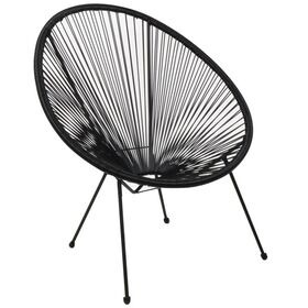 Acapulco Πολυθρόνα Μέταλλο Βαφή Μαύρο, Plastic Rattan Μαύρο
