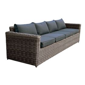 Arizona 4θέσιος Καναπές Κήπου Alu, 4mm Half-Round Wicker Grey Brown, Μαξιλάρια Ανθρακί