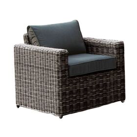 Arizona Πολυθρόνα Καθιστικού Κήπου Alu, Wicker Grey Brown, Μαξιλάρια Ανθρακί