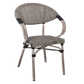 Costa Πολυθρόνα Dining Αλουμινίου, Απόχρωση Antique Grey - Textilene Μπεζ