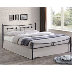 Dugan Κρεβάτι Διπλό, για Στρώμα 140x190cm, Μέταλλο Βαφή Μαύρo