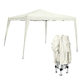 Gazebo Πτυσσόμενο Μέταλλο Βαφή Άσπρο, Ύφασμα Άσπρο