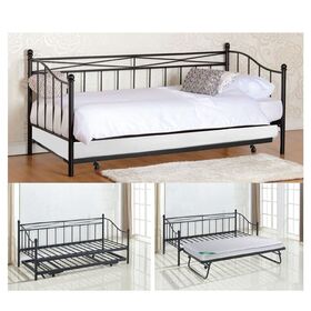 Marin Daybed Κρεβάτι (90x190) + Βοηθητικό Κρεβάτι (85x185) Μέταλλο Βαφή Μαύρο