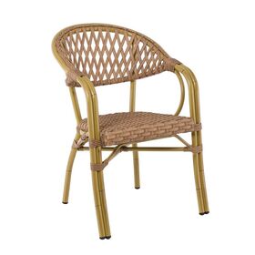 Vegera Rattan Πολυθρόνα Dining Αλουμίνιο Φυσικό, Wicker Φυσικό, Στοιβαζόμενη