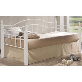 Vincent Daybed Κρεβάτι Μονό Μέταλλο Βαφή Άσπρο, Ξύλο 'ασπρο