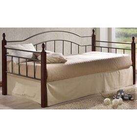 Vincent Daybed Κρεβάτι Μονό Μέταλλο Βαφή Μαύρο, Ξύλο Καρυδί