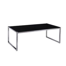 Action Τραπεζάκι Σαλονιού - Καθιστικού 120x60cm Inox - Μαυρό Γυαλί 8mm