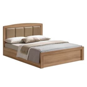 Caliber Κρεβάτι Διπλό για Στρώμα 160x200cm, Απόχρωση Sonoma Oak, Κεφαλάρι pu Μπεζ