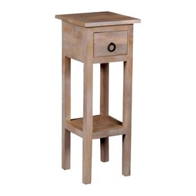 Classic Stand - Τραπεζάκι Βοηθητικό Η.65cm, 1 Συρτάρι, Ξύλο Ακακία Φυσικό
