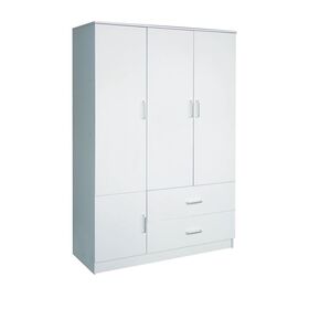 Closet Ντουλάπα Τετράφυλλη, 5 Ράφια, 2 Συρτάρια, Θέσεις για Κρεμάστρες, Απόχρωση Άσπρο