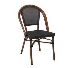 Costa Καρέκλα Dining Αλουμινίου, Απόχρωση Καρυδί Textilene Μαύρο
