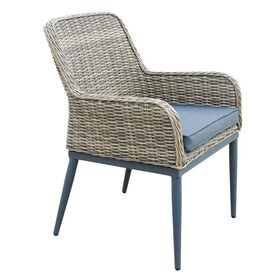 Havana Πολυθρόνα Τραπεζαρίας Κήπου-Βεράντας, alu - Wicker Grey Brown, Μαξιλάρι Ανθρακί