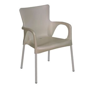 Lara Πολυθρόνα pro Dining Στοιβαζόμενη, alu Silver, pp - uv Protection Απόχρωση Tortora