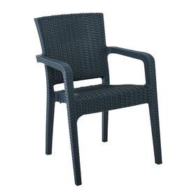 Lora Πολυθρόνα Κήπου Στοιβαζόμενη, pp (Rattan Look) Απόχρωση Ανθρακί